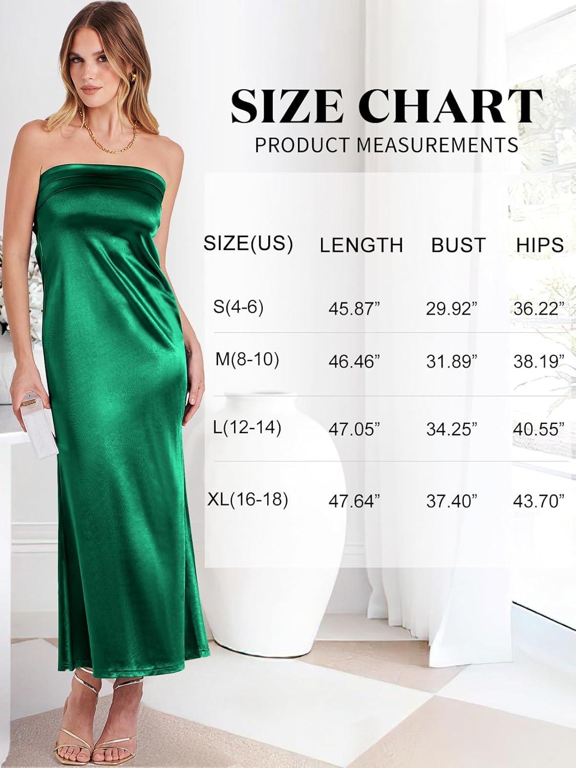 imageANRABESS Women Wedding Guest Maxi Dress Strapless Satin Tube Bodycon Backless Cocktail Formal Dresses 2025 FallGreen