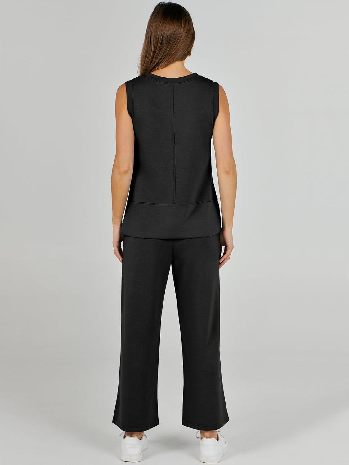 imageANRABESS Womens 2 Piece Outfits 2025 Summer Beach Vacation Clothes Fall Travel Casual Lounge Matching Sets SweatsuitsBlack