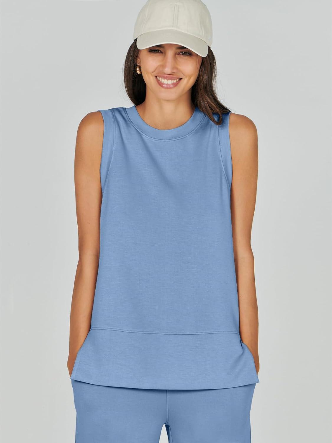 imageANRABESS Womens 2 Piece Outfits 2025 Summer Beach Vacation Clothes Fall Travel Casual Lounge Matching Sets SweatsuitsBlue