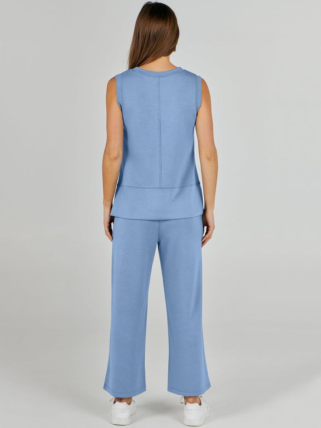 imageANRABESS Womens 2 Piece Outfits 2025 Summer Beach Vacation Clothes Fall Travel Casual Lounge Matching Sets SweatsuitsBlue