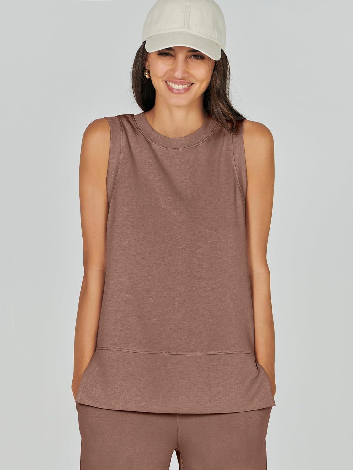 imageANRABESS Womens 2 Piece Outfits 2025 Summer Beach Vacation Clothes Fall Travel Casual Lounge Matching Sets SweatsuitsBrown