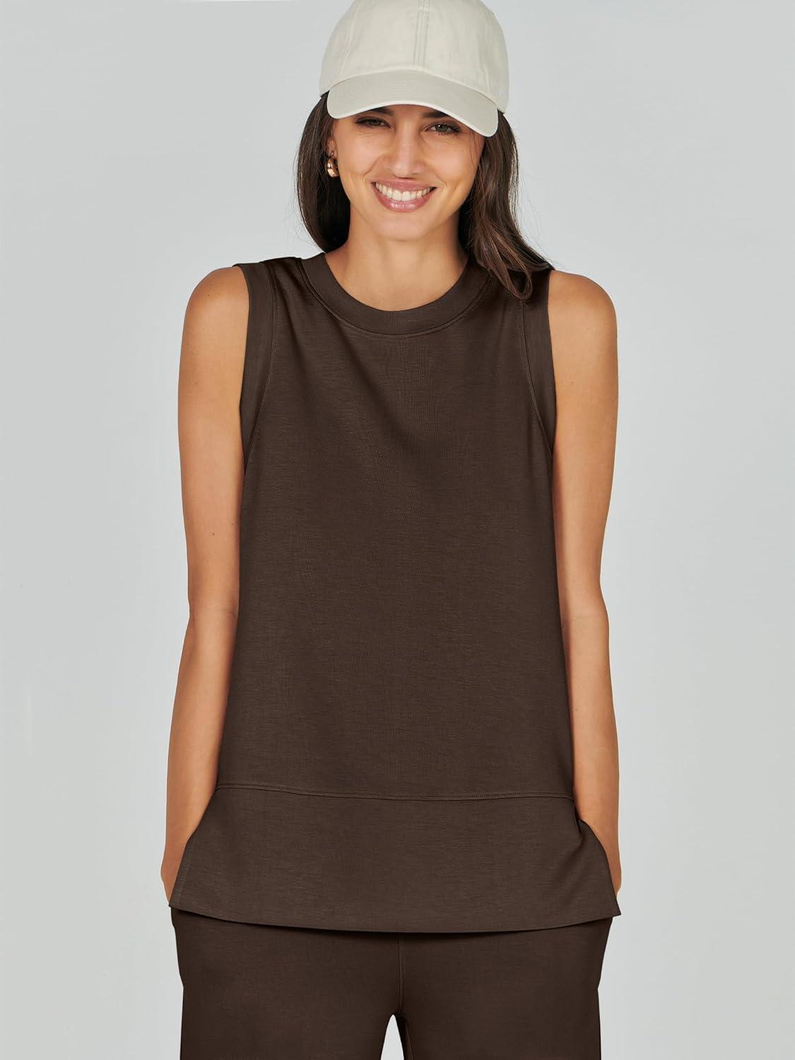 imageANRABESS Womens 2 Piece Outfits 2025 Summer Beach Vacation Clothes Fall Travel Casual Lounge Matching Sets SweatsuitsCoffee