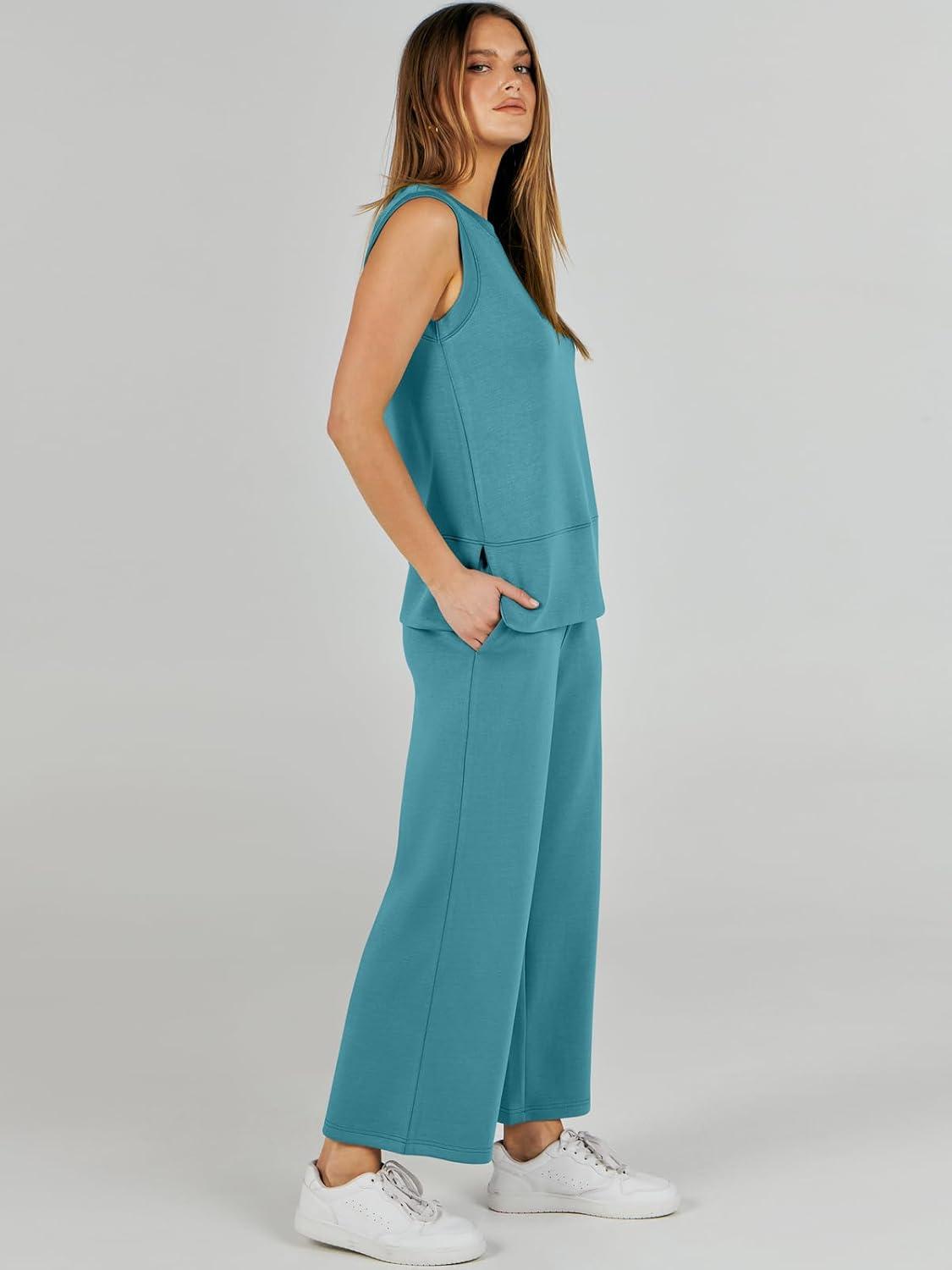 imageANRABESS Womens 2 Piece Outfits 2025 Summer Beach Vacation Clothes Fall Travel Casual Lounge Matching Sets SweatsuitsLake