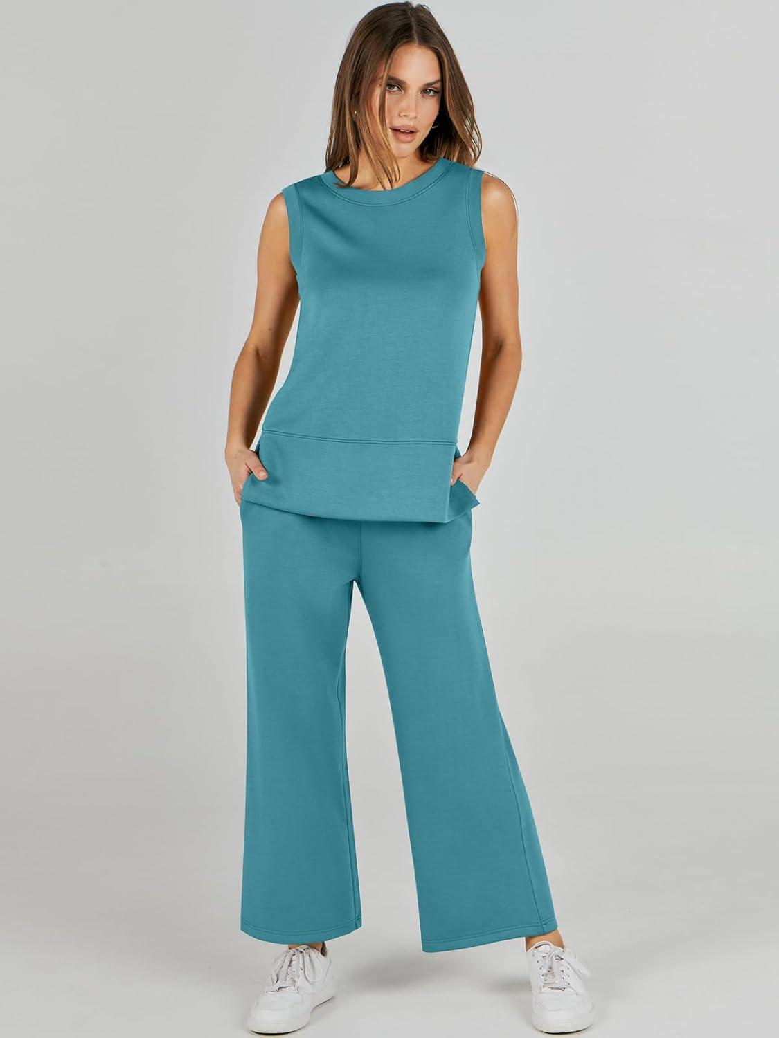 imageANRABESS Womens 2 Piece Outfits 2025 Summer Beach Vacation Clothes Fall Travel Casual Lounge Matching Sets SweatsuitsLake