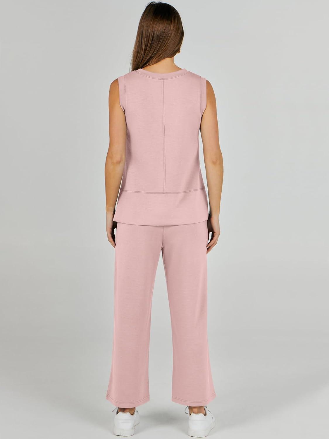 imageANRABESS Womens 2 Piece Outfits 2025 Summer Beach Vacation Clothes Fall Travel Casual Lounge Matching Sets SweatsuitsLight Pink