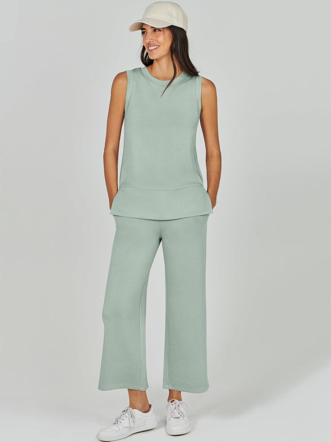 imageANRABESS Womens 2 Piece Outfits 2025 Summer Beach Vacation Clothes Fall Travel Casual Lounge Matching Sets SweatsuitsMint