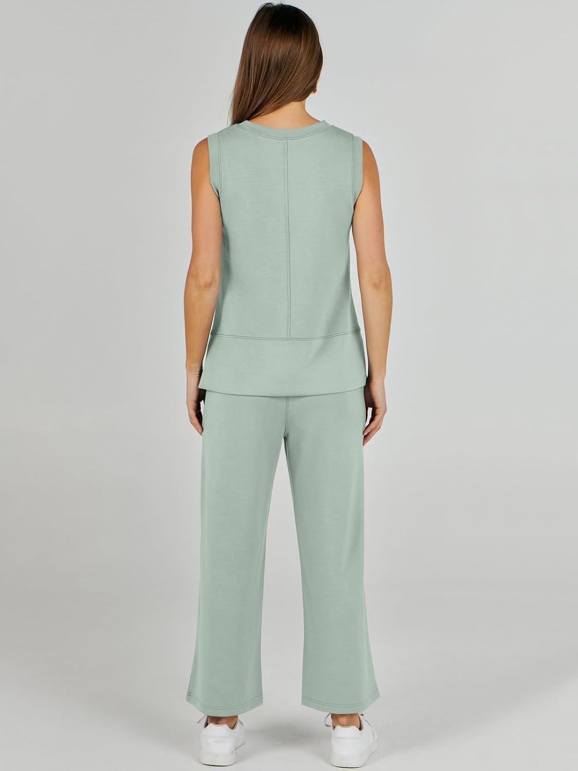 imageANRABESS Womens 2 Piece Outfits 2025 Summer Beach Vacation Clothes Fall Travel Casual Lounge Matching Sets SweatsuitsMint