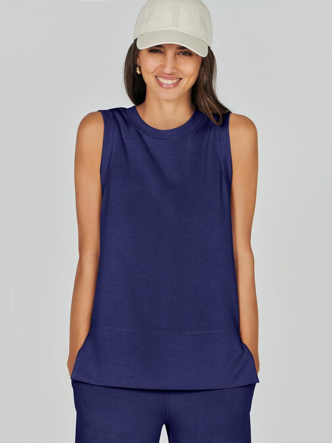 imageANRABESS Womens 2 Piece Outfits 2025 Summer Beach Vacation Clothes Fall Travel Casual Lounge Matching Sets SweatsuitsNavy