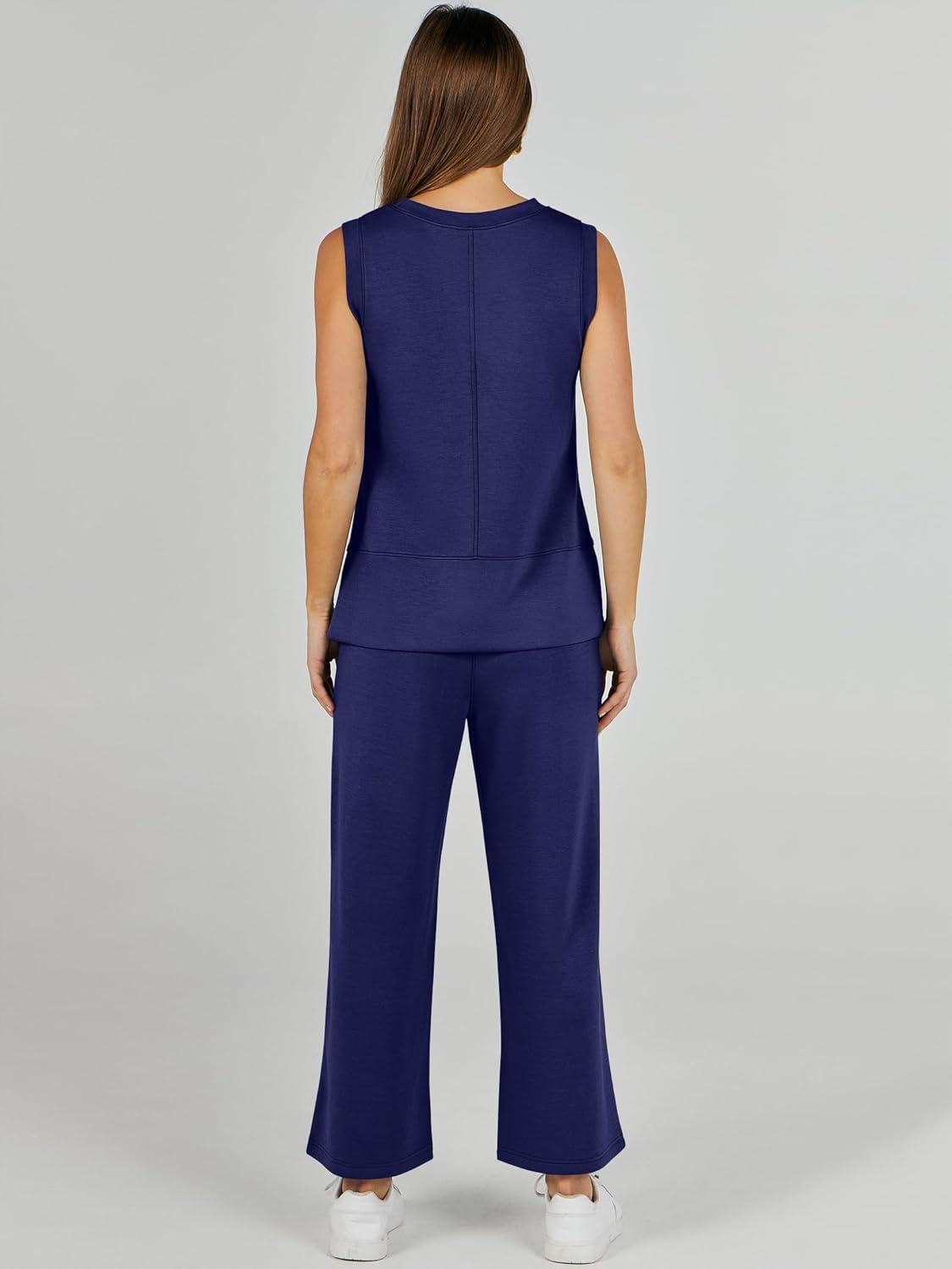 imageANRABESS Womens 2 Piece Outfits 2025 Summer Beach Vacation Clothes Fall Travel Casual Lounge Matching Sets SweatsuitsNavy