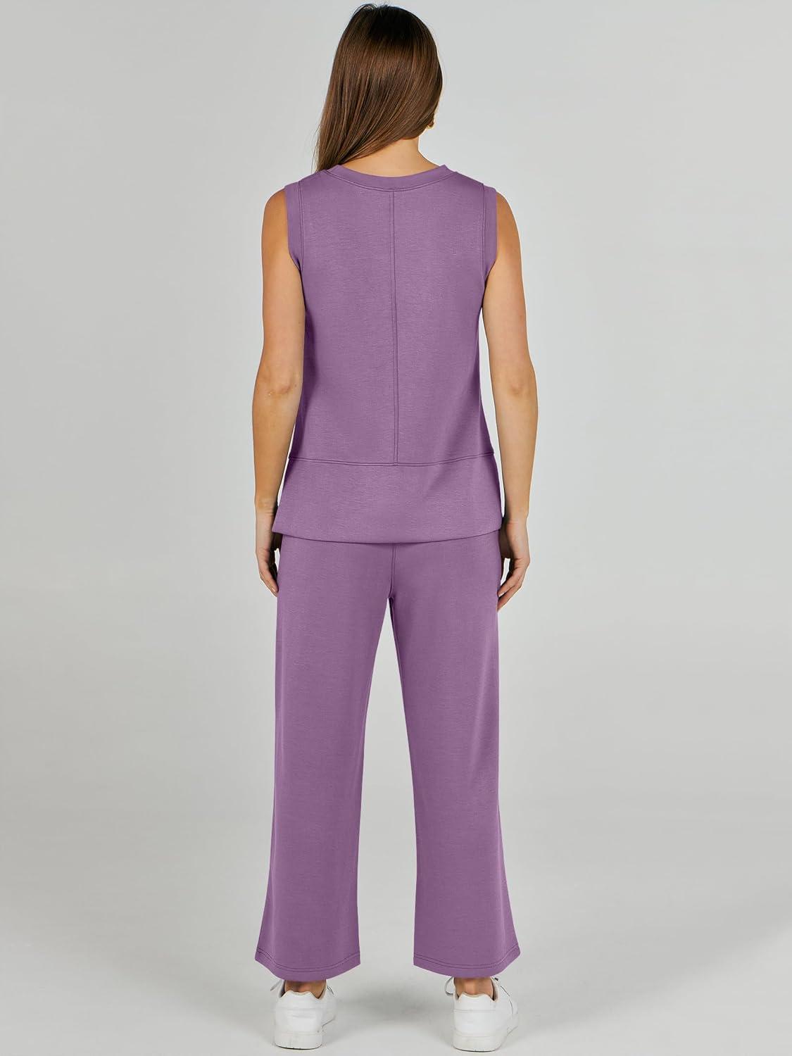 imageANRABESS Womens 2 Piece Outfits 2025 Summer Beach Vacation Clothes Fall Travel Casual Lounge Matching Sets SweatsuitsPurple