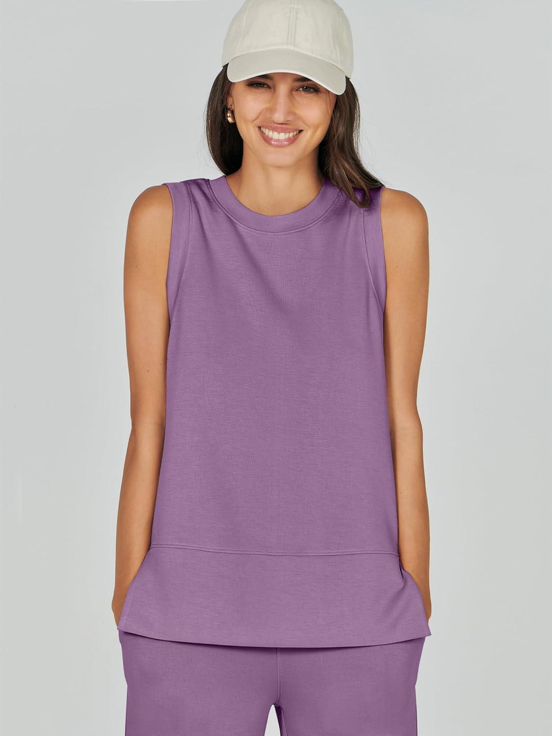 imageANRABESS Womens 2 Piece Outfits 2025 Summer Beach Vacation Clothes Fall Travel Casual Lounge Matching Sets SweatsuitsPurple