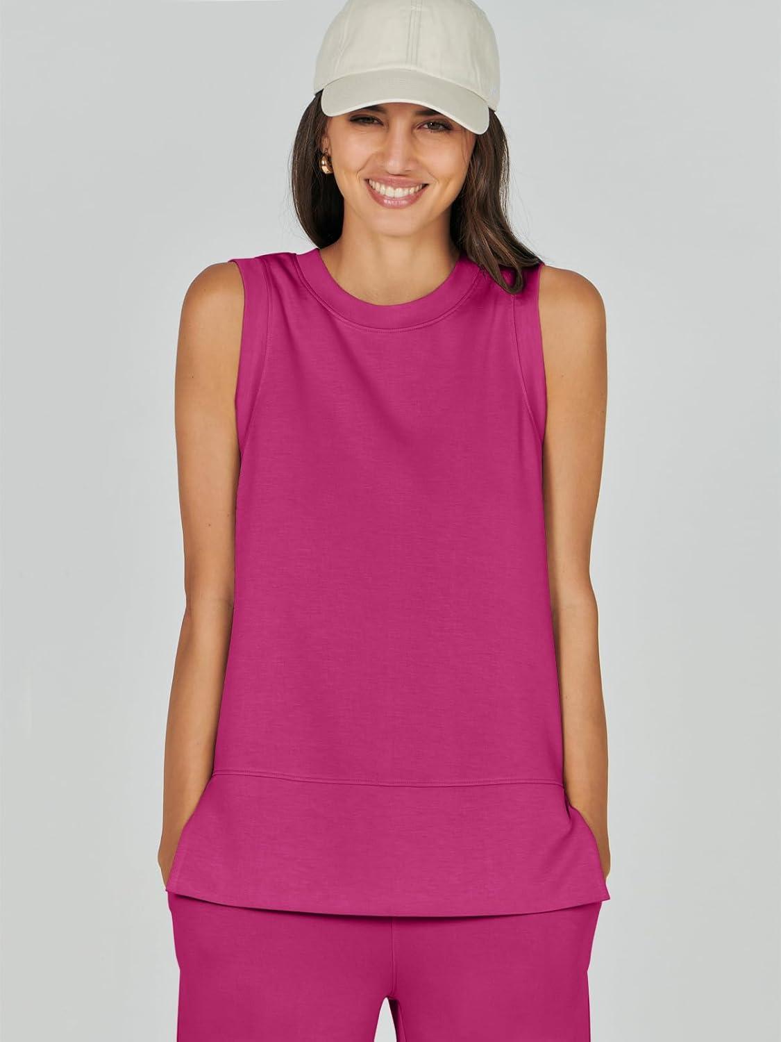 imageANRABESS Womens 2 Piece Outfits 2025 Summer Beach Vacation Clothes Fall Travel Casual Lounge Matching Sets SweatsuitsRose Red