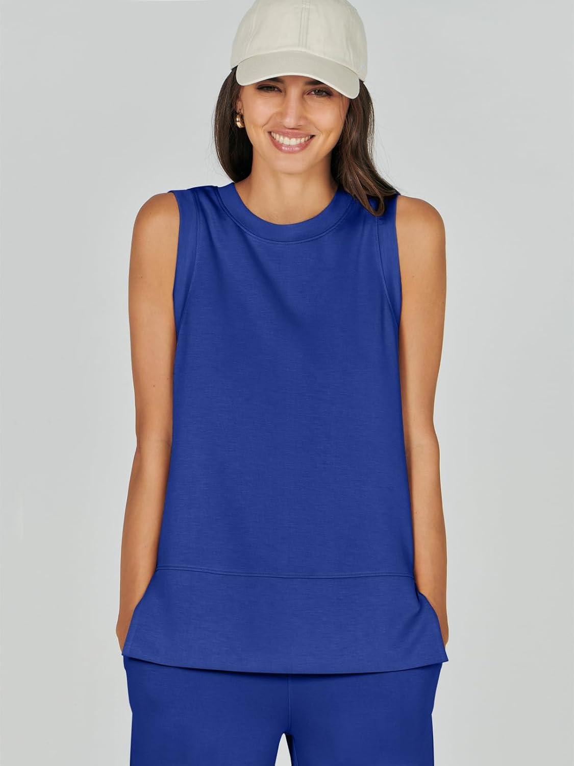 imageANRABESS Womens 2 Piece Outfits 2025 Summer Beach Vacation Clothes Fall Travel Casual Lounge Matching Sets SweatsuitsRoyal Blue