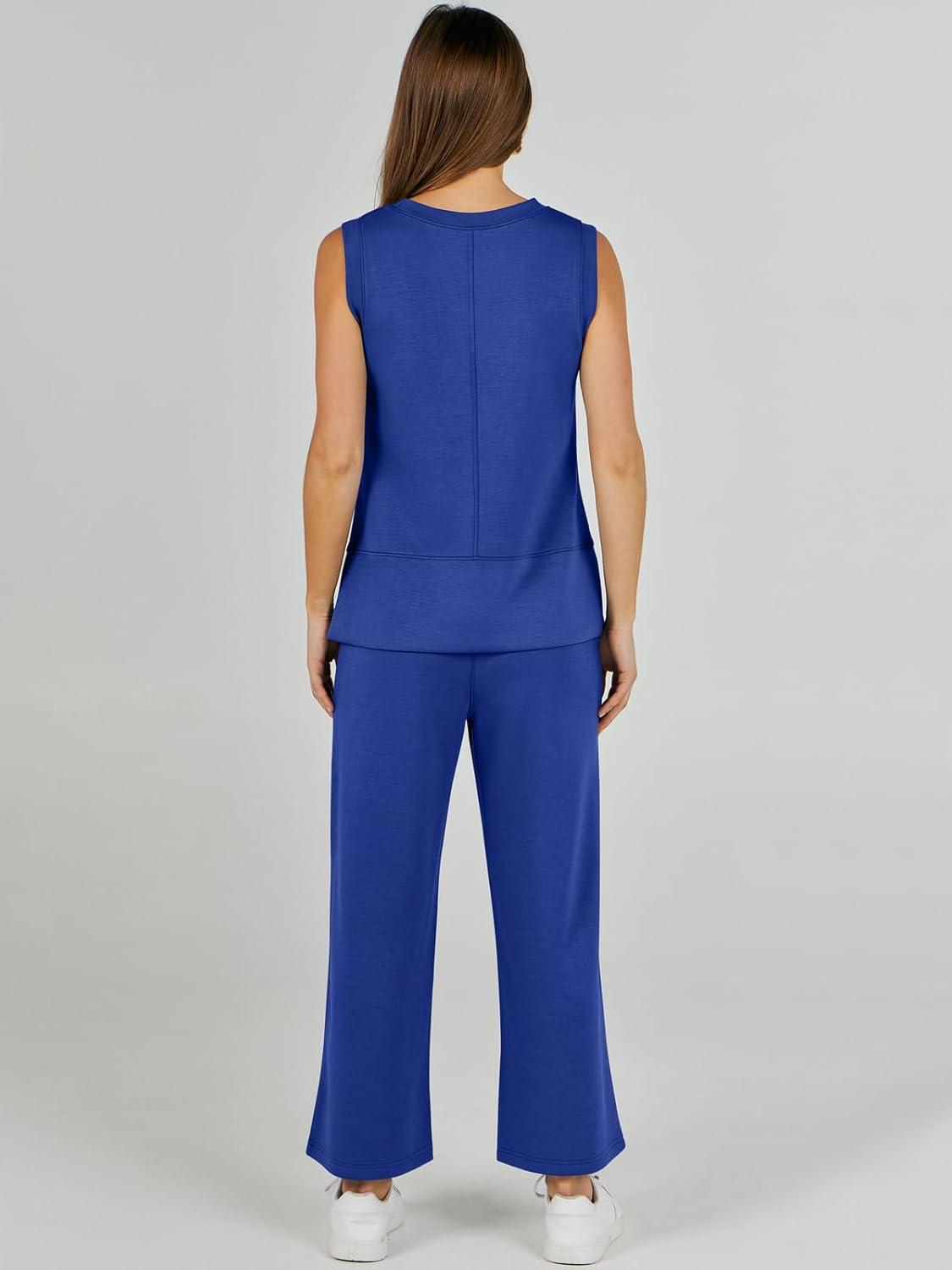 imageANRABESS Womens 2 Piece Outfits 2025 Summer Beach Vacation Clothes Fall Travel Casual Lounge Matching Sets SweatsuitsRoyal Blue