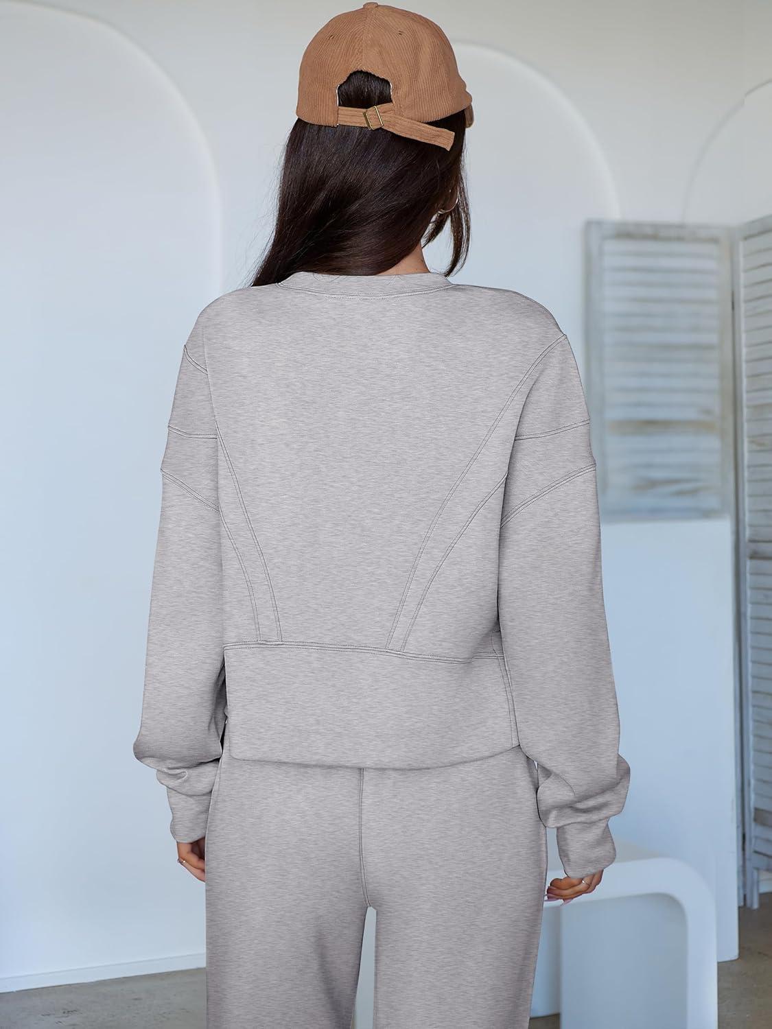 imageANRABESS Womens 2 Piece Outfits Lounge Sets Cropped Sweatshirt Joggers Fashion Sweatsuit Sweat Set 2025 Winter Travel OutfitsLight Grey