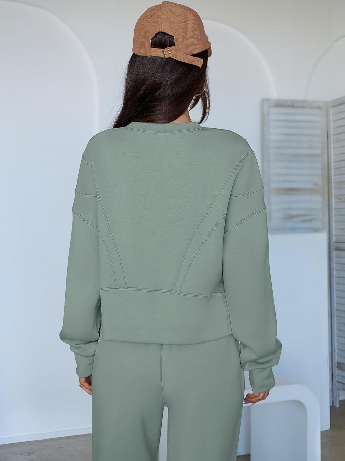 imageANRABESS Womens 2 Piece Outfits Lounge Sets Cropped Sweatshirt Joggers Fashion Sweatsuit Sweat Set 2025 Winter Travel OutfitsPea Green