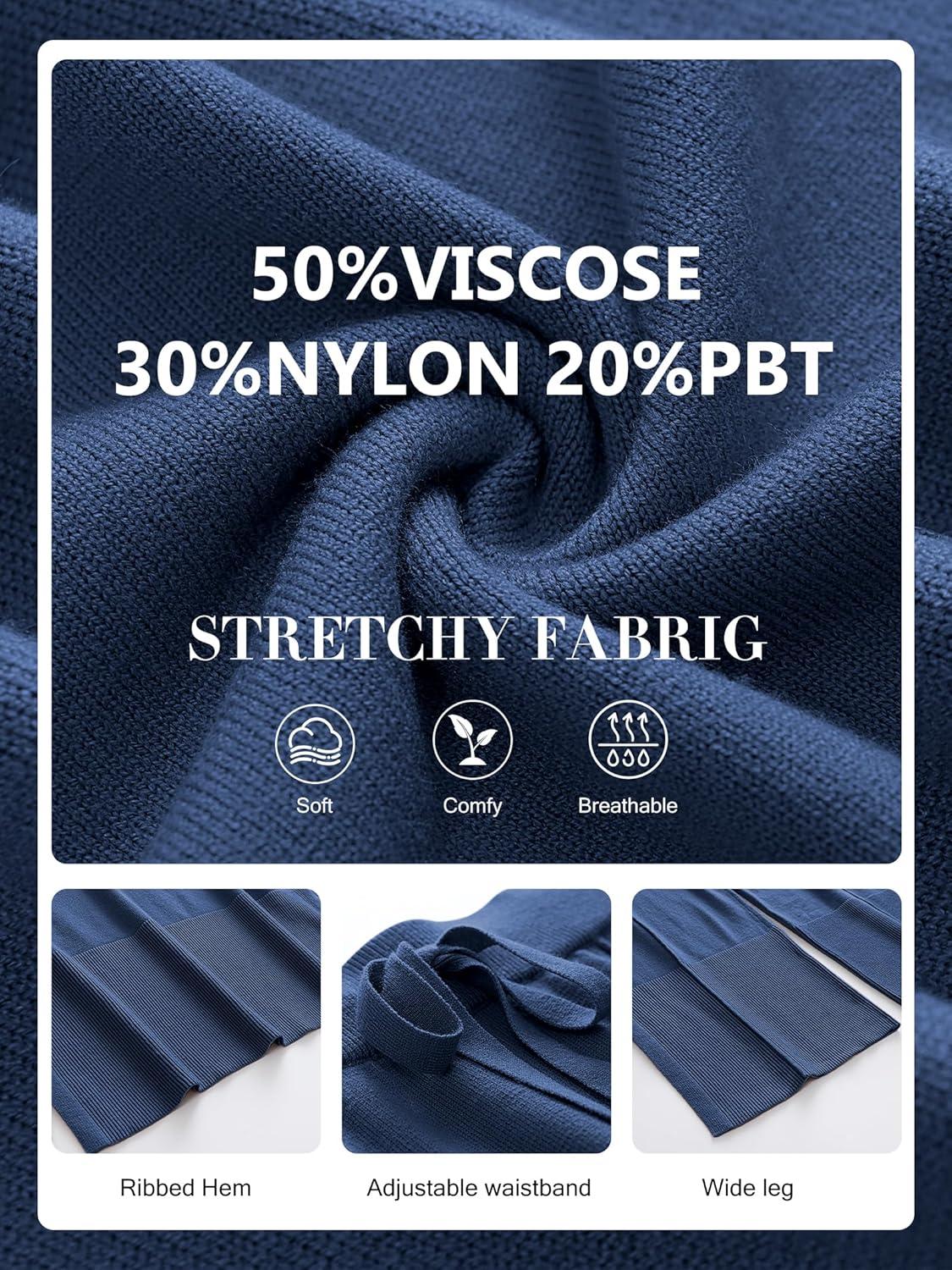 imageANRABESS Womens 2 Piece Outfits Oversized Knit Sweater Set Wide Leg Pant Cozy Lounge Matching Pajama Sets 2025 Trendy ClothesBlue