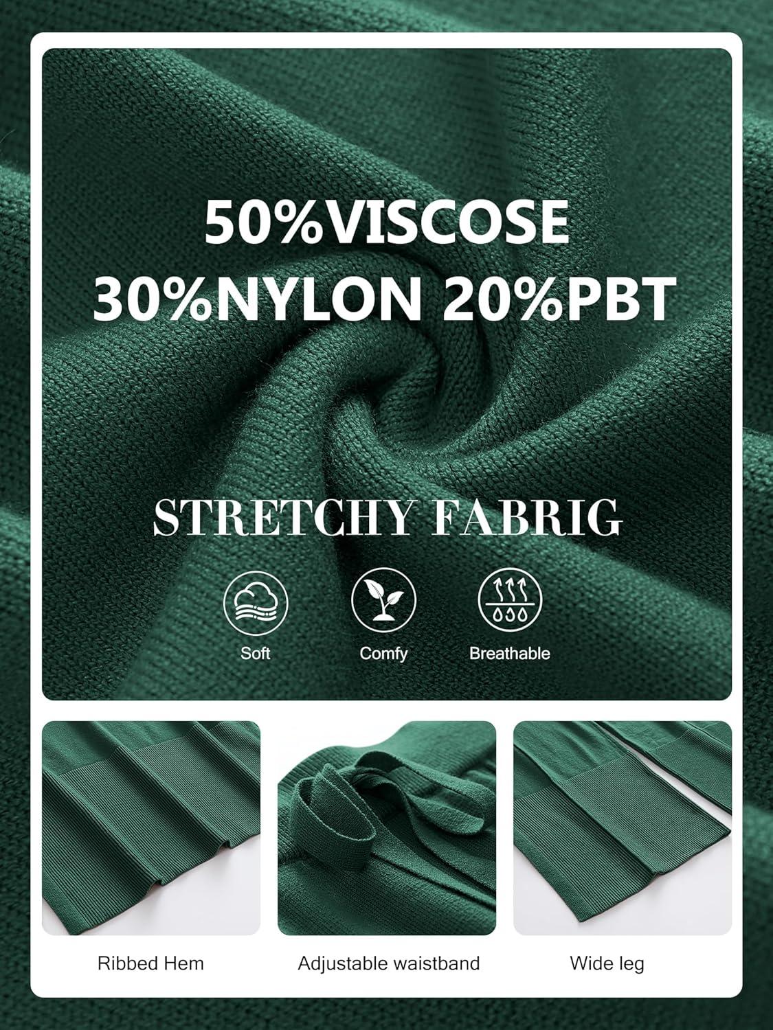 imageANRABESS Womens 2 Piece Outfits Oversized Knit Sweater Set Wide Leg Pant Cozy Lounge Matching Pajama Sets 2025 Trendy ClothesGrass Green