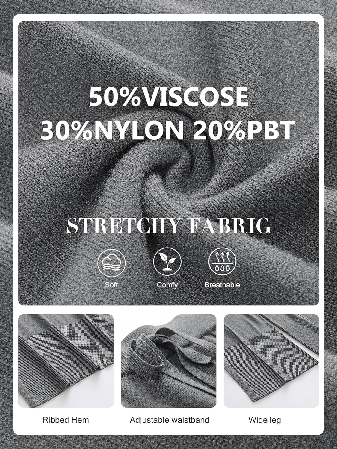 imageANRABESS Womens 2 Piece Outfits Oversized Knit Sweater Set Wide Leg Pant Cozy Lounge Matching Pajama Sets 2025 Trendy ClothesGray