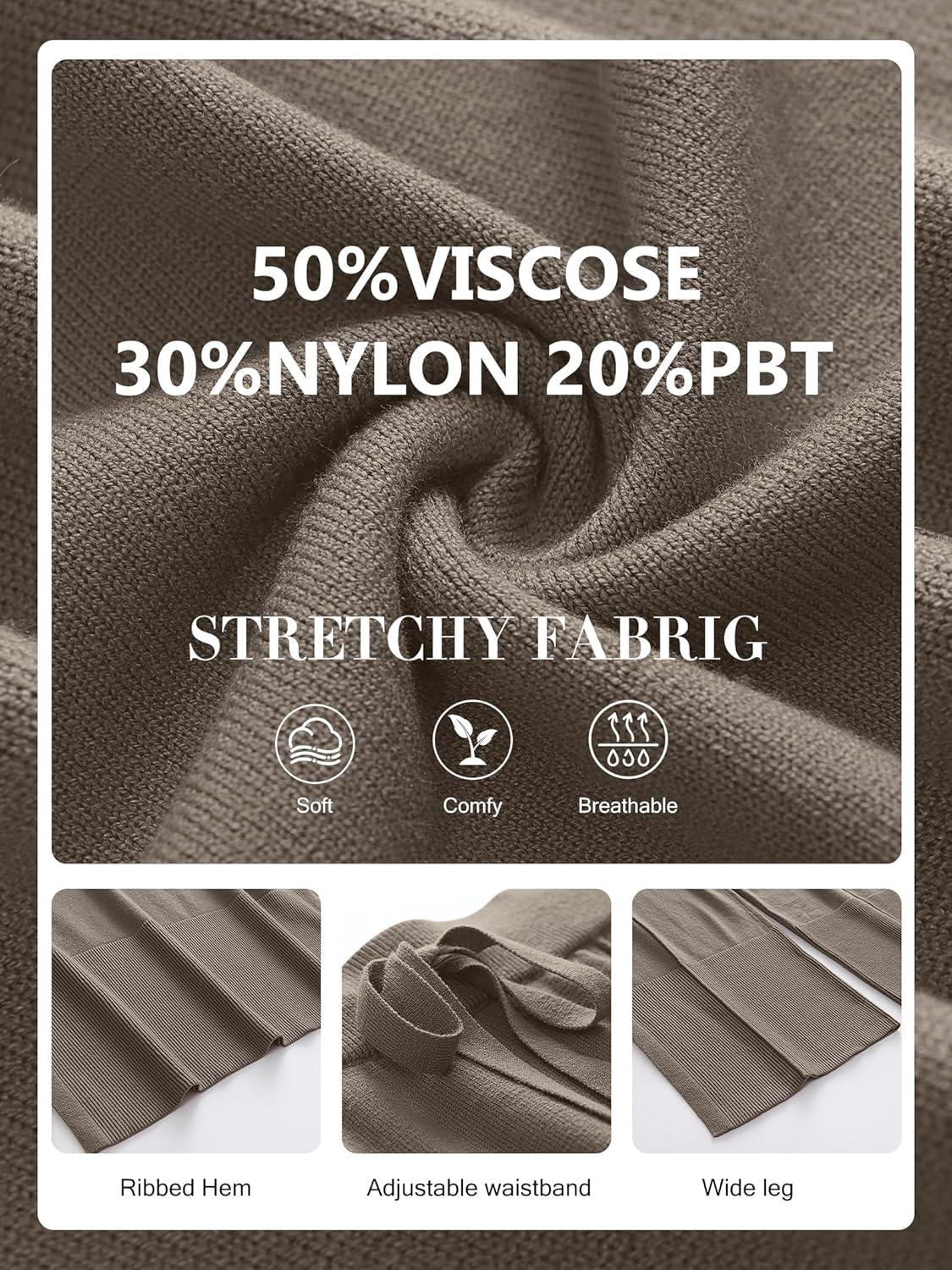 imageANRABESS Womens 2 Piece Outfits Oversized Knit Sweater Set Wide Leg Pant Cozy Lounge Matching Pajama Sets 2025 Trendy ClothesKhaki Green