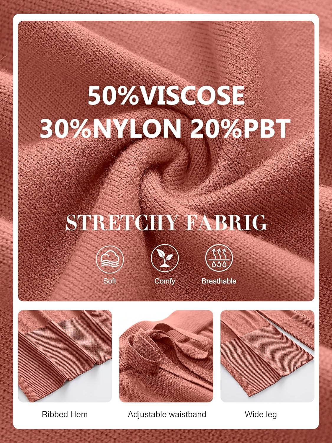 imageANRABESS Womens 2 Piece Outfits Oversized Knit Sweater Set Wide Leg Pant Cozy Lounge Matching Pajama Sets 2025 Trendy ClothesRust