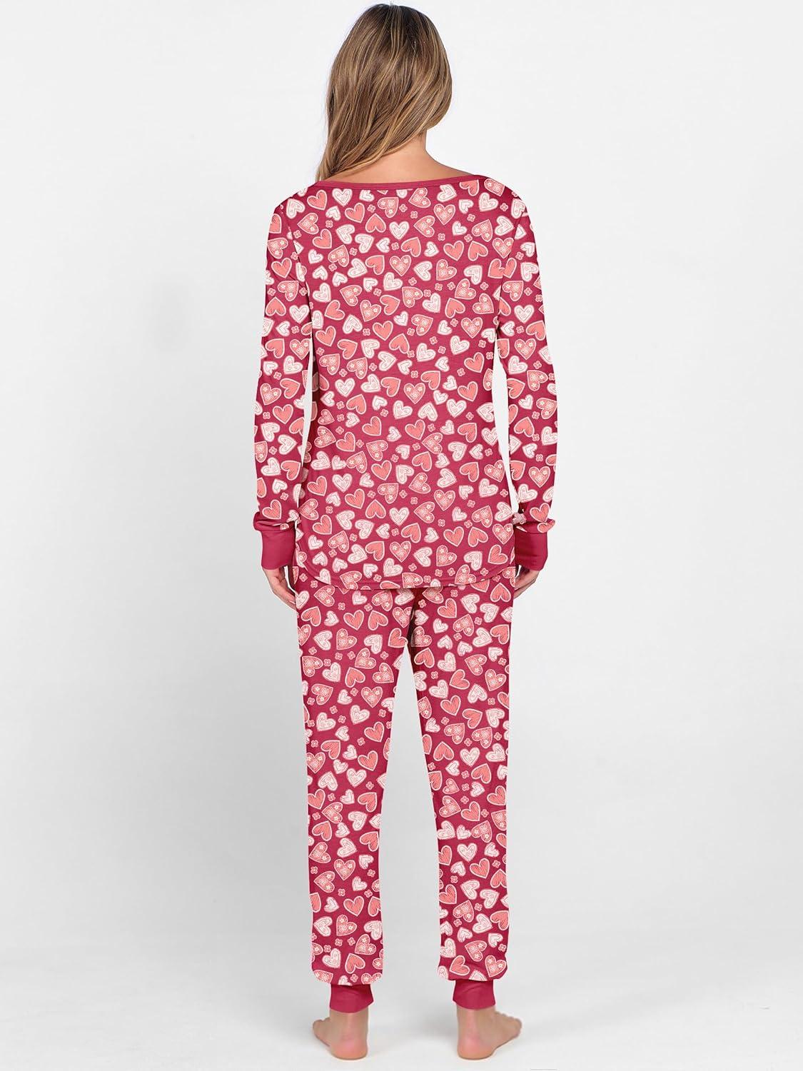 imageANRABESS Womens 2 Piece Outfits Pajama Sets Long Sleeve Henley Tops Sweatpants Matching Lounge Set 2025 Fall Pj SleepwearDiverse Love Floral