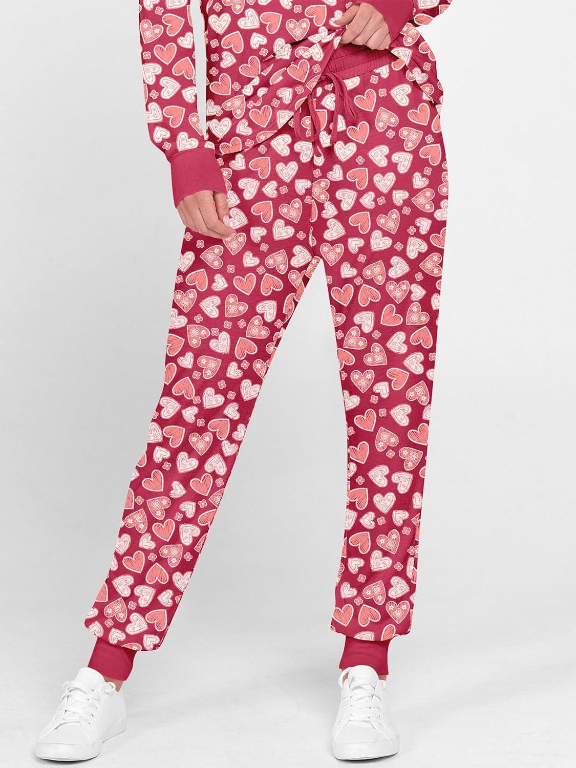 imageANRABESS Womens 2 Piece Outfits Pajama Sets Long Sleeve Henley Tops Sweatpants Matching Lounge Set 2025 Fall Pj SleepwearDiverse Love Floral