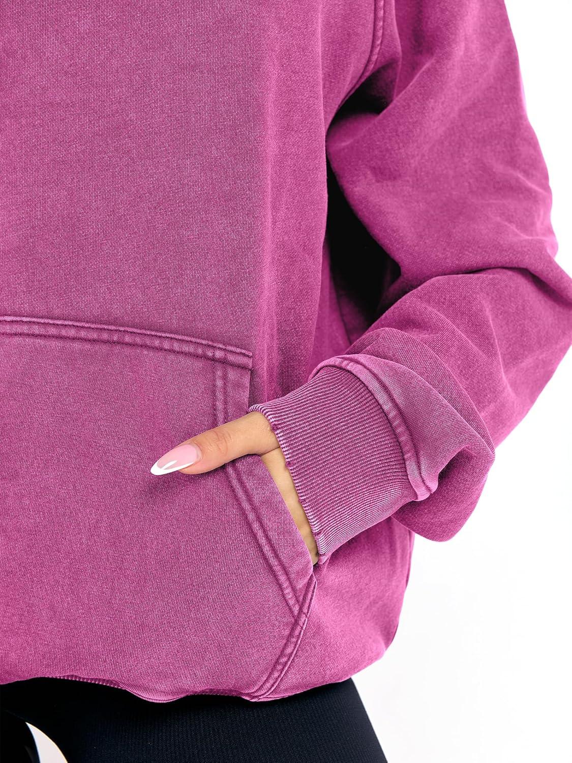 imageANRABESS Womens Acid Wash Hoodie Oversized Long Sleeve 2025 Fall Fashion SweatshirtsHot Pink