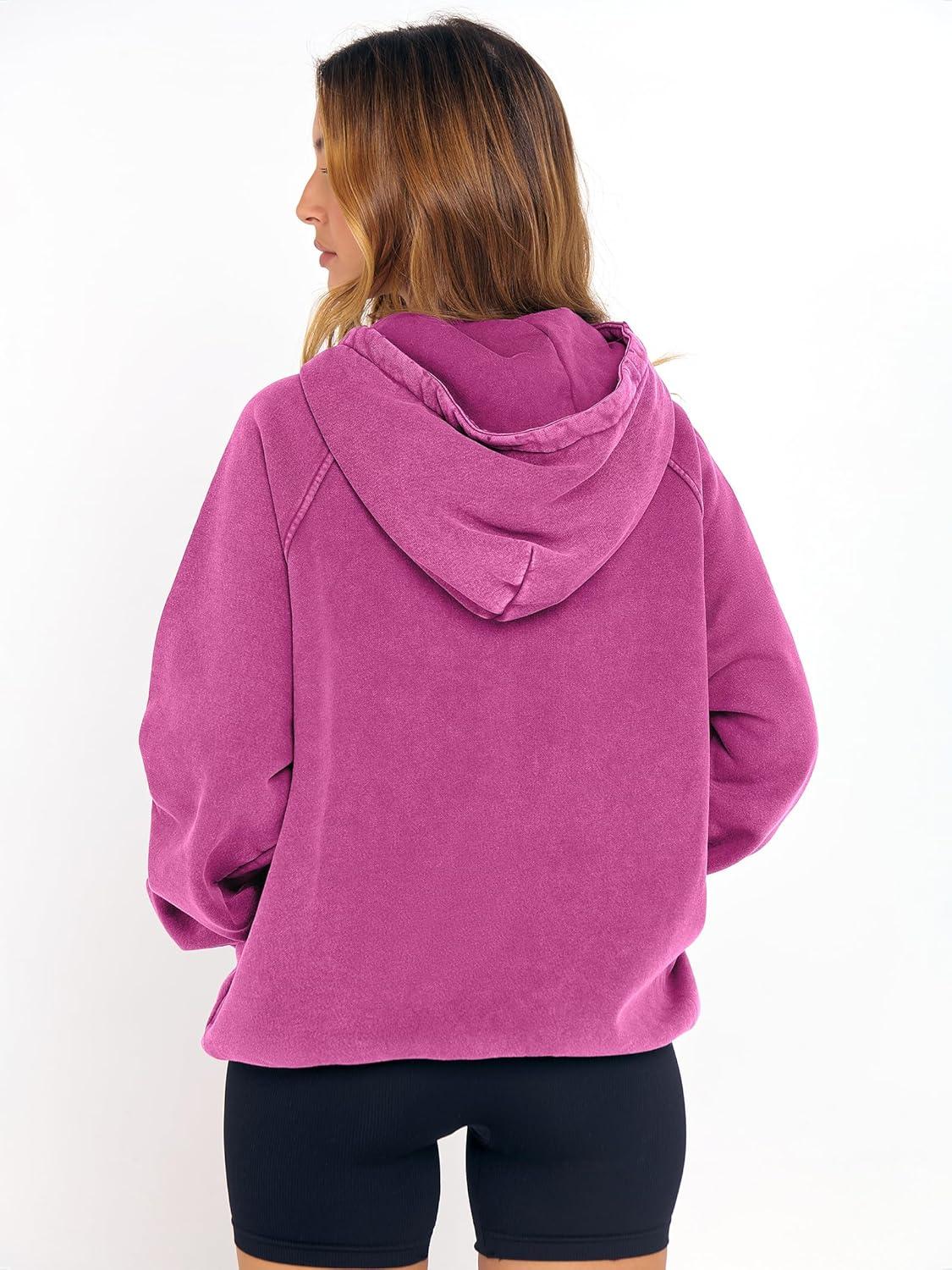 imageANRABESS Womens Acid Wash Hoodie Oversized Long Sleeve 2025 Fall Fashion SweatshirtsHot Pink