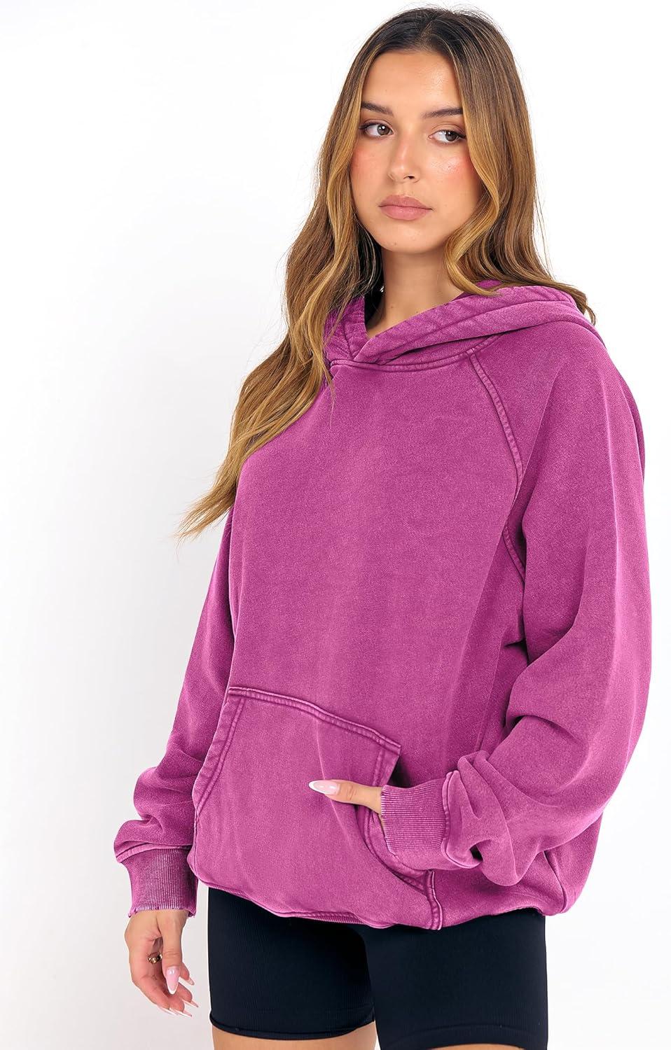 imageANRABESS Womens Acid Wash Hoodie Oversized Long Sleeve 2025 Fall Fashion SweatshirtsHot Pink