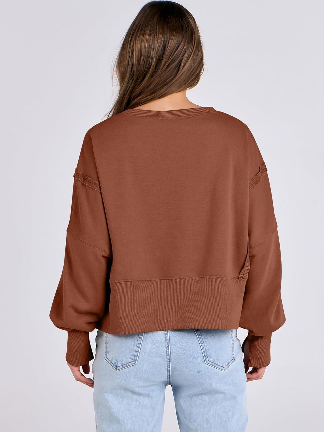 imageANRABESS Womens Cropped Sweatshirts Oversized Crewneck Long Sleeve Tops 2025 Fall Winter Loose Pullover Teen Girls ClothesCaramel