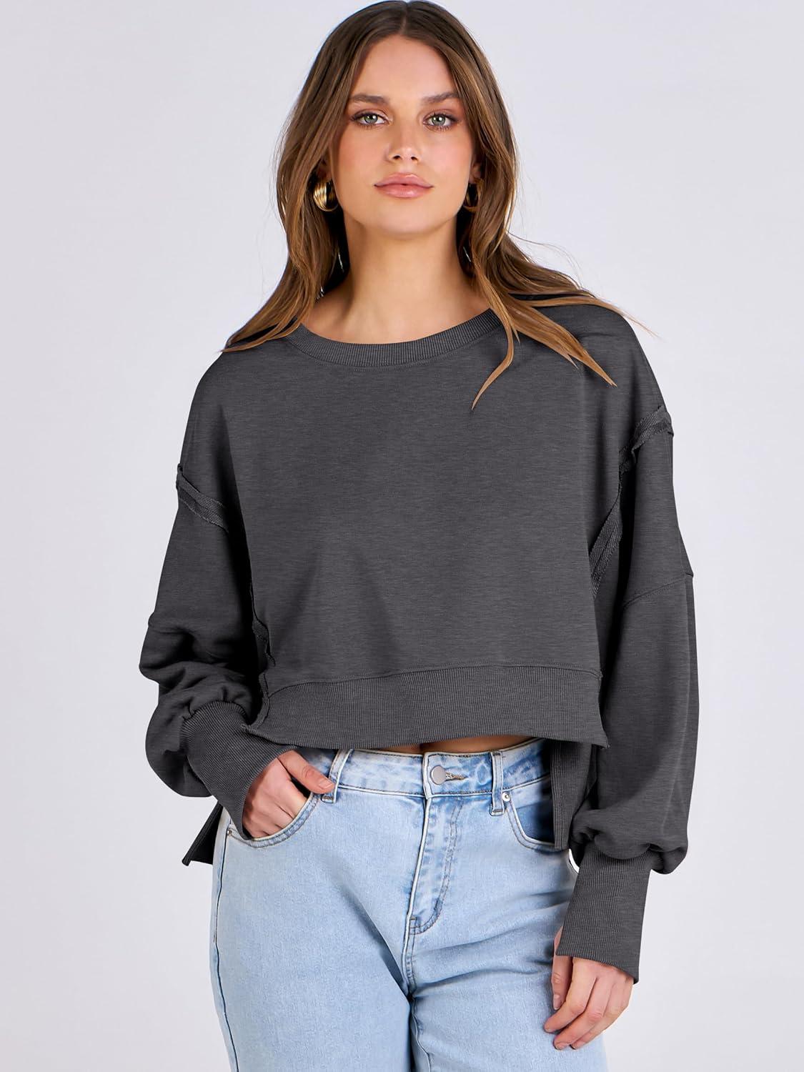 imageANRABESS Womens Cropped Sweatshirts Oversized Crewneck Long Sleeve Tops 2025 Fall Winter Loose Pullover Teen Girls ClothesDark Gray