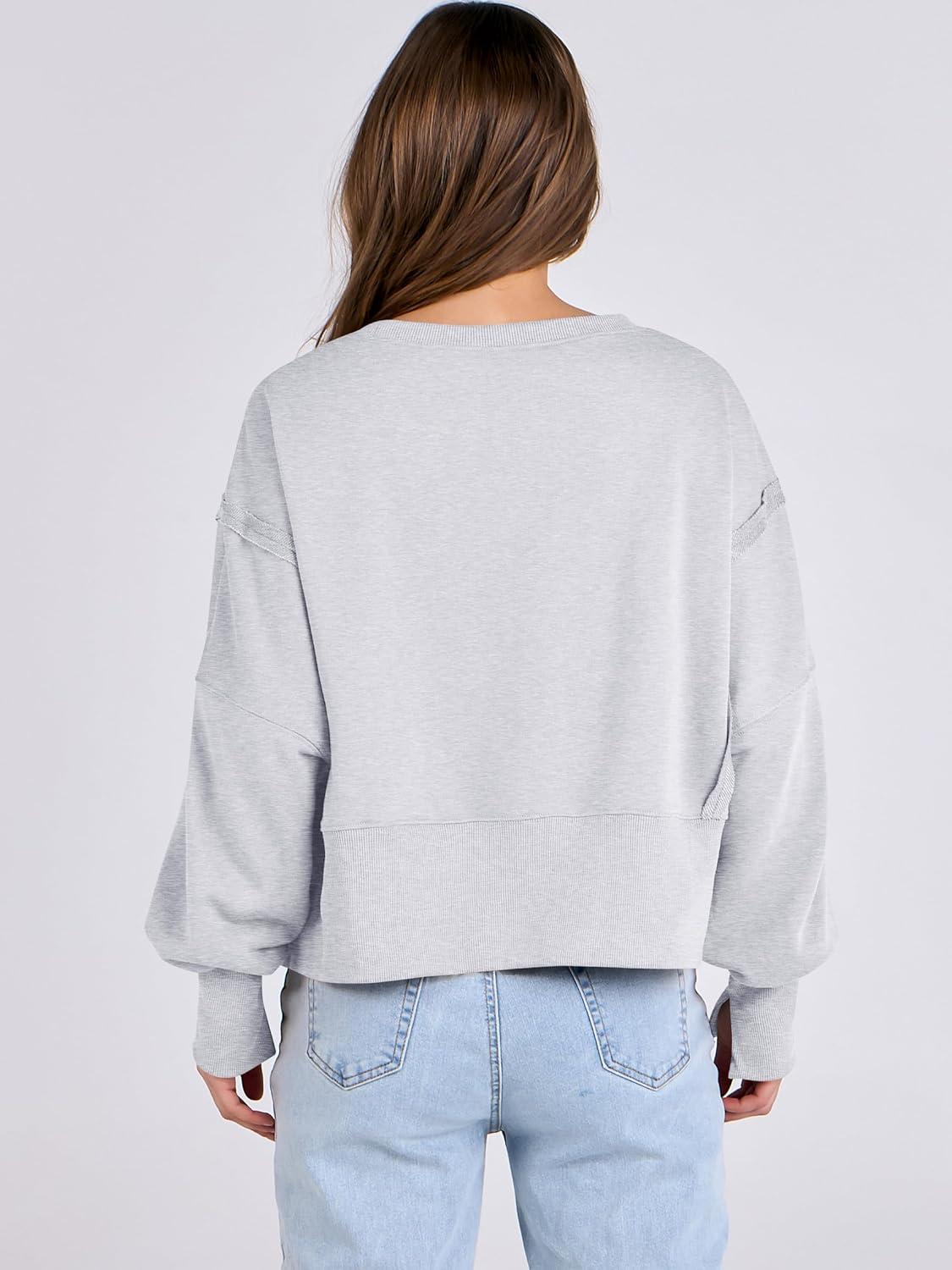 imageANRABESS Womens Cropped Sweatshirts Oversized Crewneck Long Sleeve Tops 2025 Fall Winter Loose Pullover Teen Girls ClothesGray