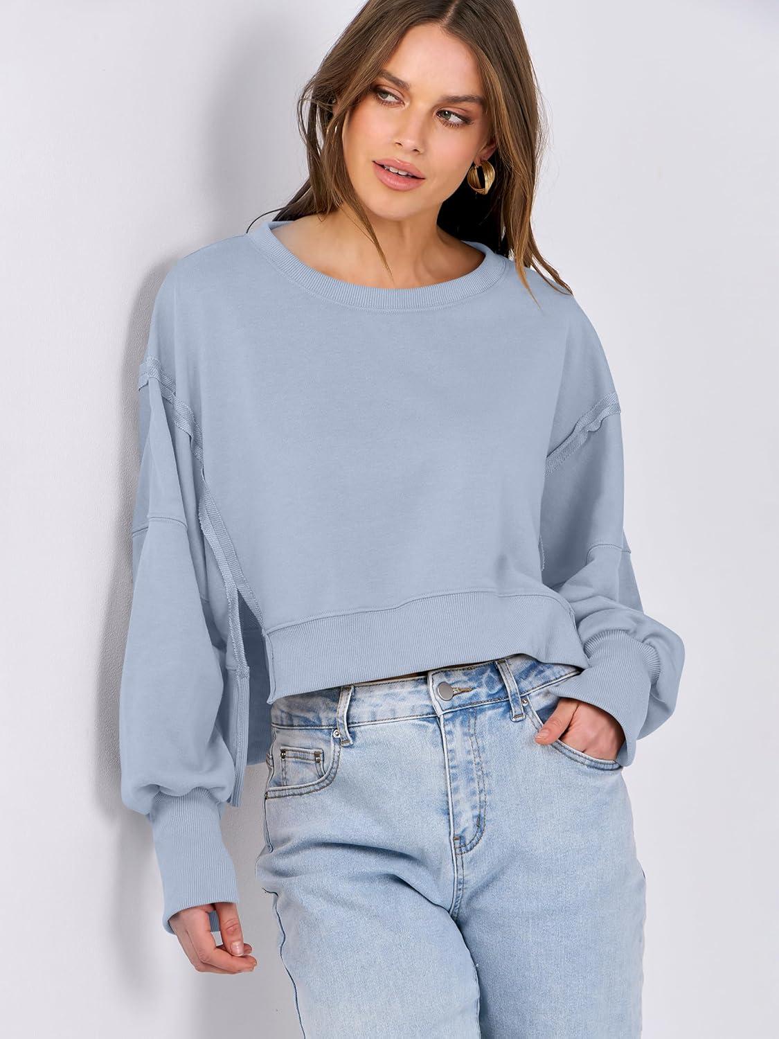 imageANRABESS Womens Cropped Sweatshirts Oversized Crewneck Long Sleeve Tops 2025 Fall Winter Loose Pullover Teen Girls ClothesLight Blue