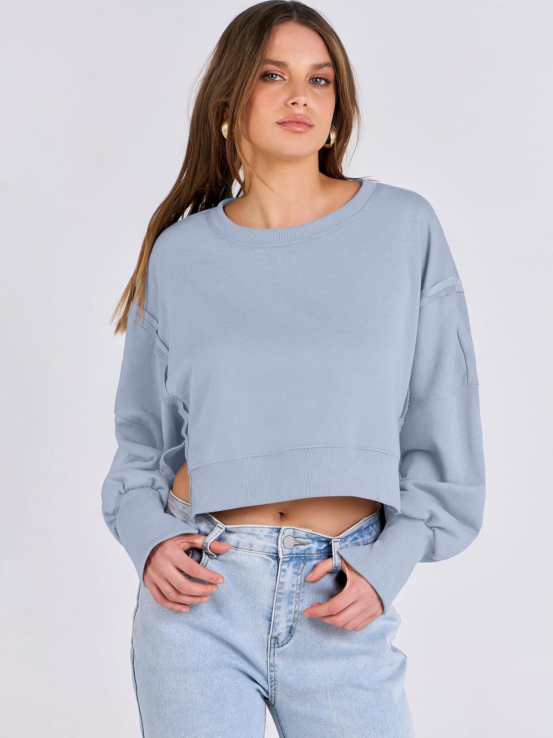imageANRABESS Womens Cropped Sweatshirts Oversized Crewneck Long Sleeve Tops 2025 Fall Winter Loose Pullover Teen Girls ClothesLight Blue