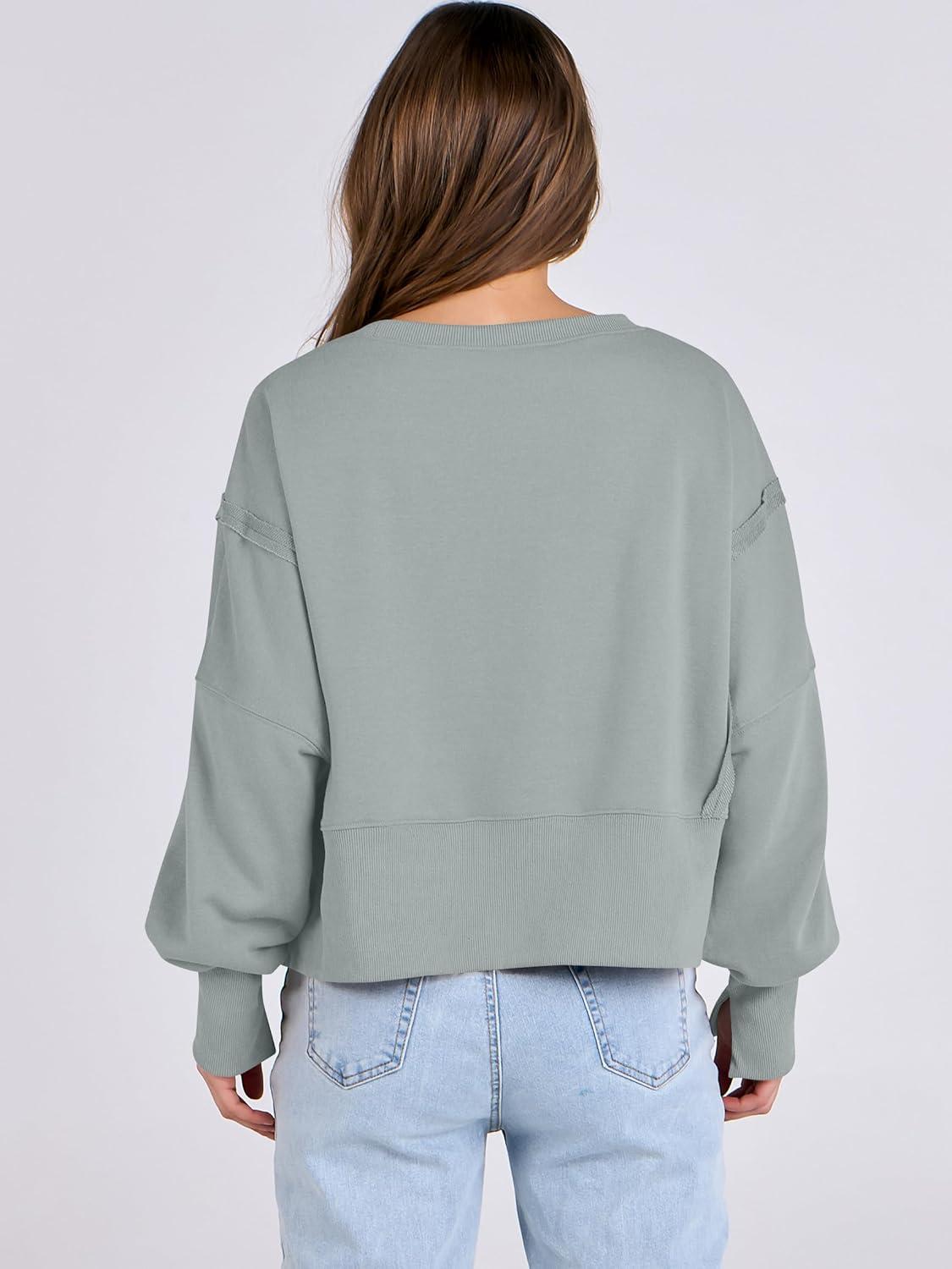 imageANRABESS Womens Cropped Sweatshirts Oversized Crewneck Long Sleeve Tops 2025 Fall Winter Loose Pullover Teen Girls ClothesLight Green