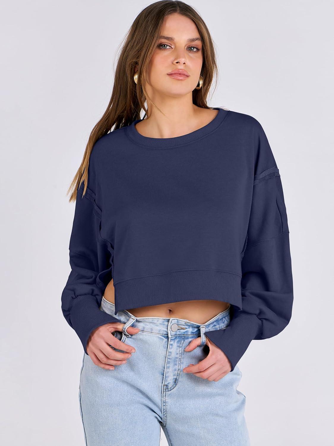 imageANRABESS Womens Cropped Sweatshirts Oversized Crewneck Long Sleeve Tops 2025 Fall Winter Loose Pullover Teen Girls ClothesNavy Blue