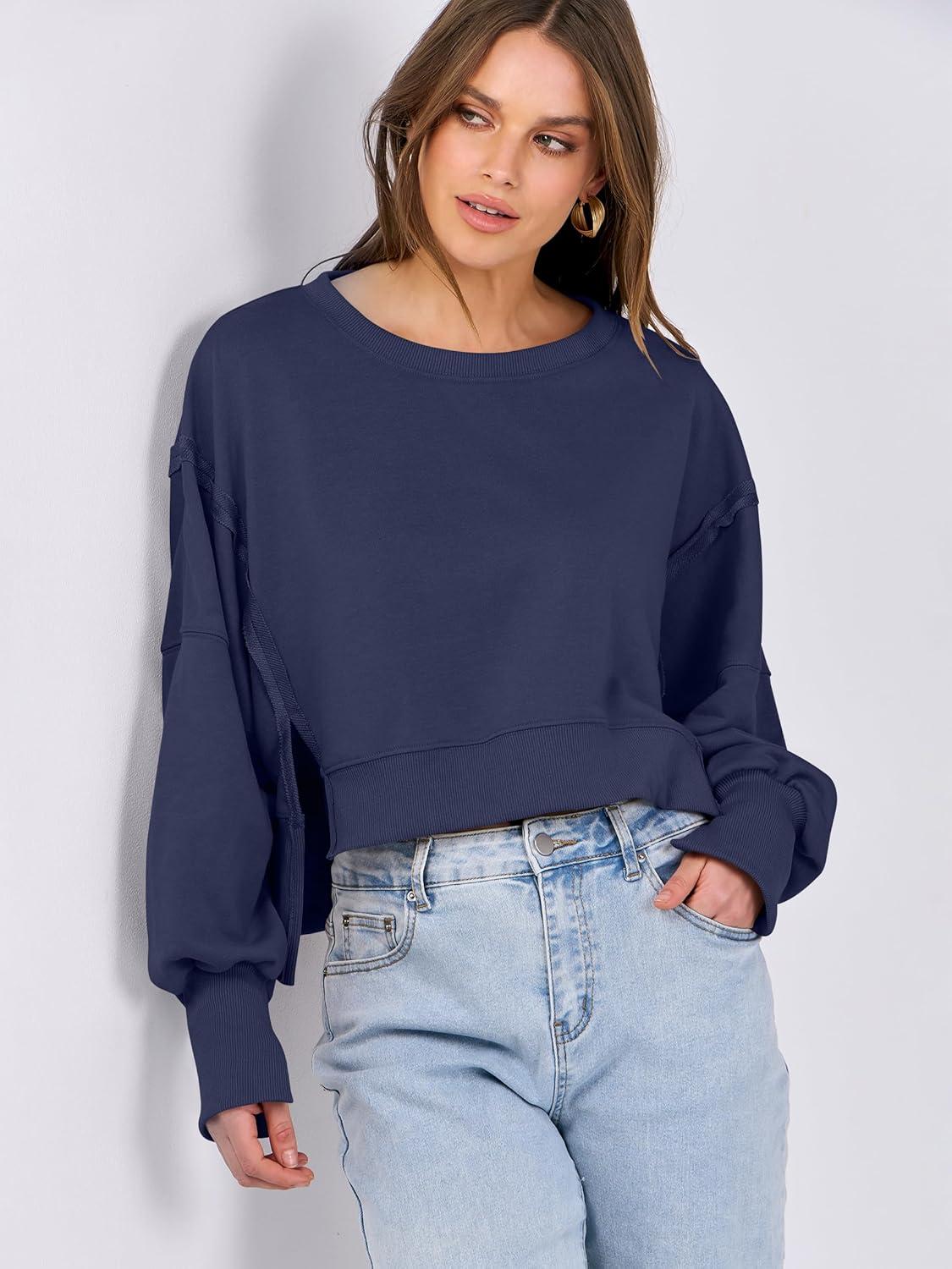 imageANRABESS Womens Cropped Sweatshirts Oversized Crewneck Long Sleeve Tops 2025 Fall Winter Loose Pullover Teen Girls ClothesNavy Blue
