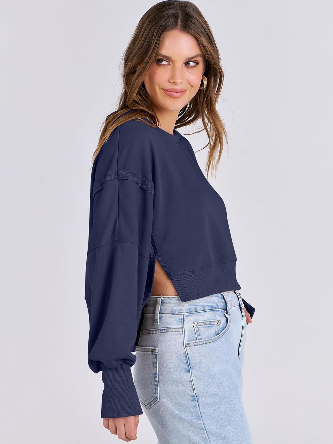 imageANRABESS Womens Cropped Sweatshirts Oversized Crewneck Long Sleeve Tops 2025 Fall Winter Loose Pullover Teen Girls ClothesNavy Blue