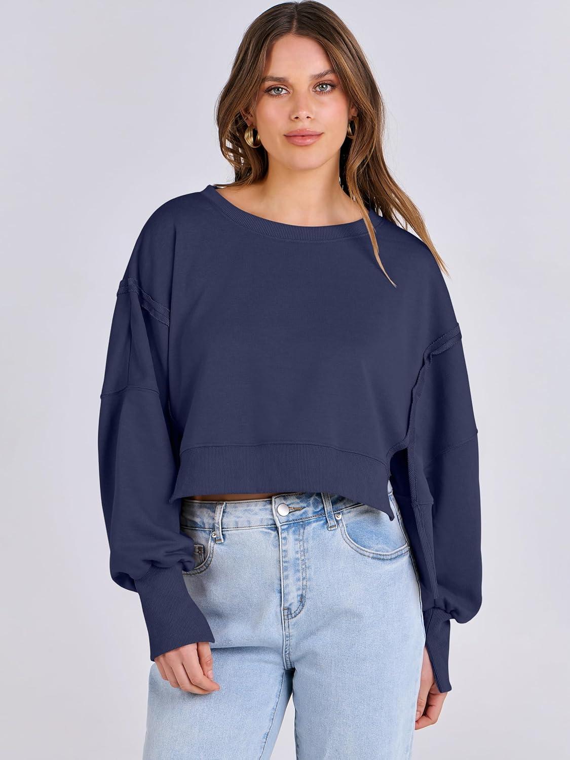 imageANRABESS Womens Cropped Sweatshirts Oversized Crewneck Long Sleeve Tops 2025 Fall Winter Loose Pullover Teen Girls ClothesNavy Blue