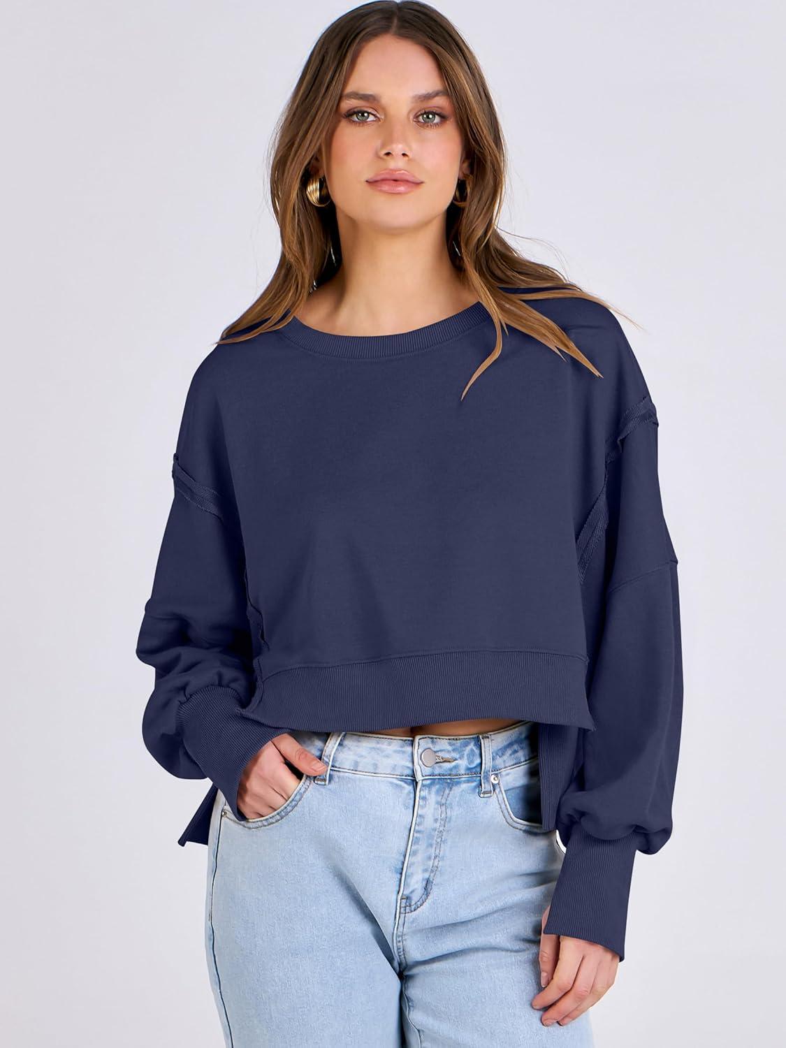 imageANRABESS Womens Cropped Sweatshirts Oversized Crewneck Long Sleeve Tops 2025 Fall Winter Loose Pullover Teen Girls ClothesNavy Blue