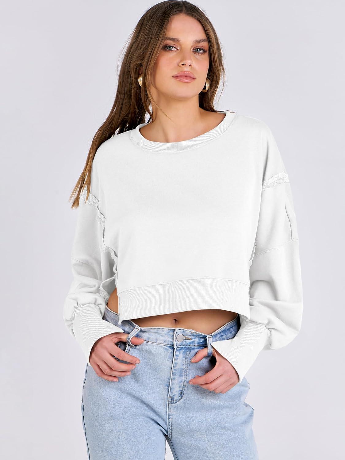 imageANRABESS Womens Cropped Sweatshirts Oversized Crewneck Long Sleeve Tops 2025 Fall Winter Loose Pullover Teen Girls ClothesWhite