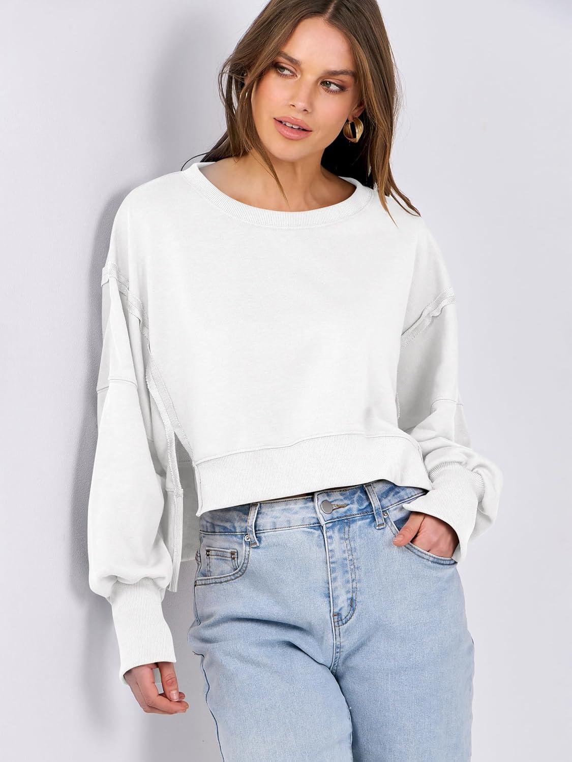imageANRABESS Womens Cropped Sweatshirts Oversized Crewneck Long Sleeve Tops 2025 Fall Winter Loose Pullover Teen Girls ClothesWhite