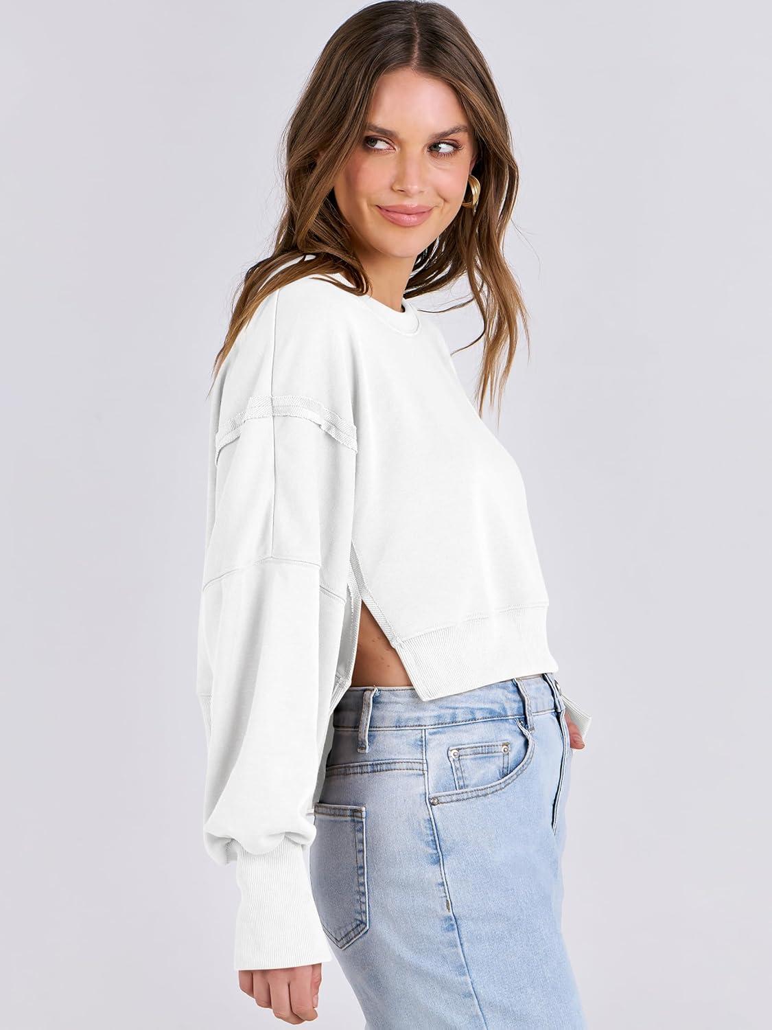 imageANRABESS Womens Cropped Sweatshirts Oversized Crewneck Long Sleeve Tops 2025 Fall Winter Loose Pullover Teen Girls ClothesWhite