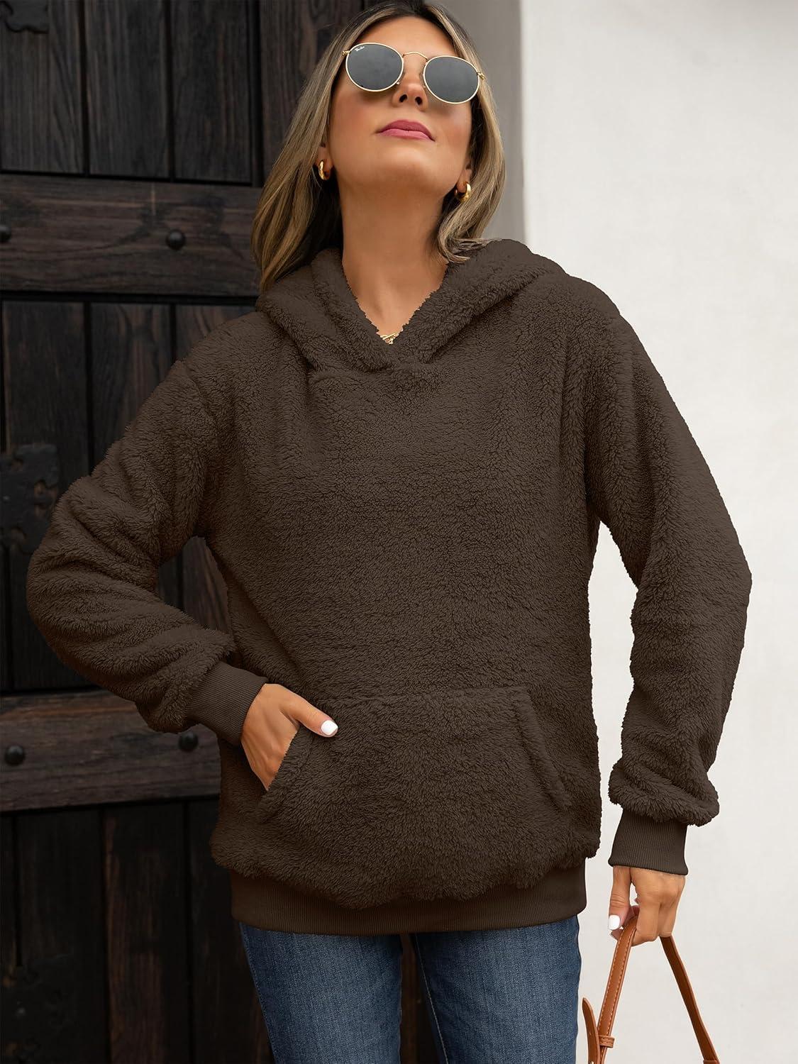 imageANRABESS Womens Hoodies Fleece Sherpa Sweatshirt 2025 Fall Loose Double Fuzzy Cozy Fluffy Warm Winter Pullover with PocketBrown
