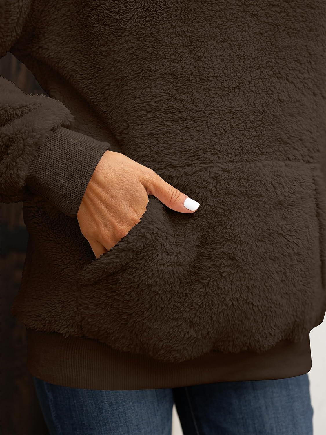 imageANRABESS Womens Hoodies Fleece Sherpa Sweatshirt 2025 Fall Loose Double Fuzzy Cozy Fluffy Warm Winter Pullover with PocketBrown