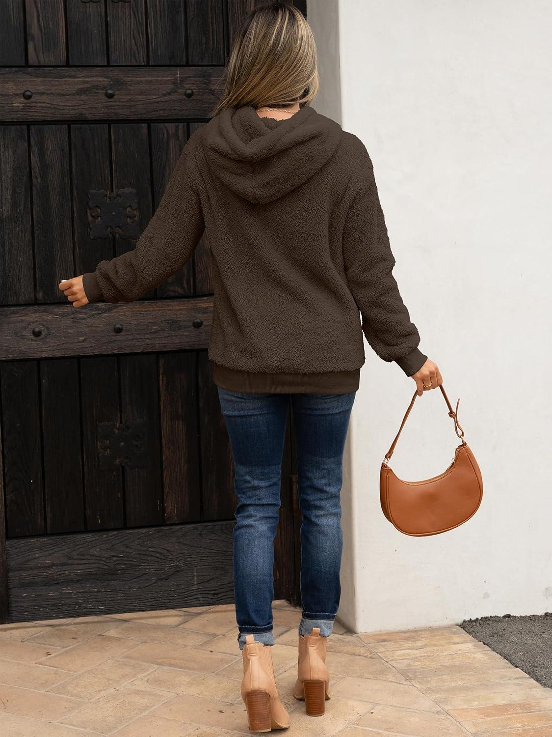 imageANRABESS Womens Hoodies Fleece Sherpa Sweatshirt 2025 Fall Loose Double Fuzzy Cozy Fluffy Warm Winter Pullover with PocketBrown