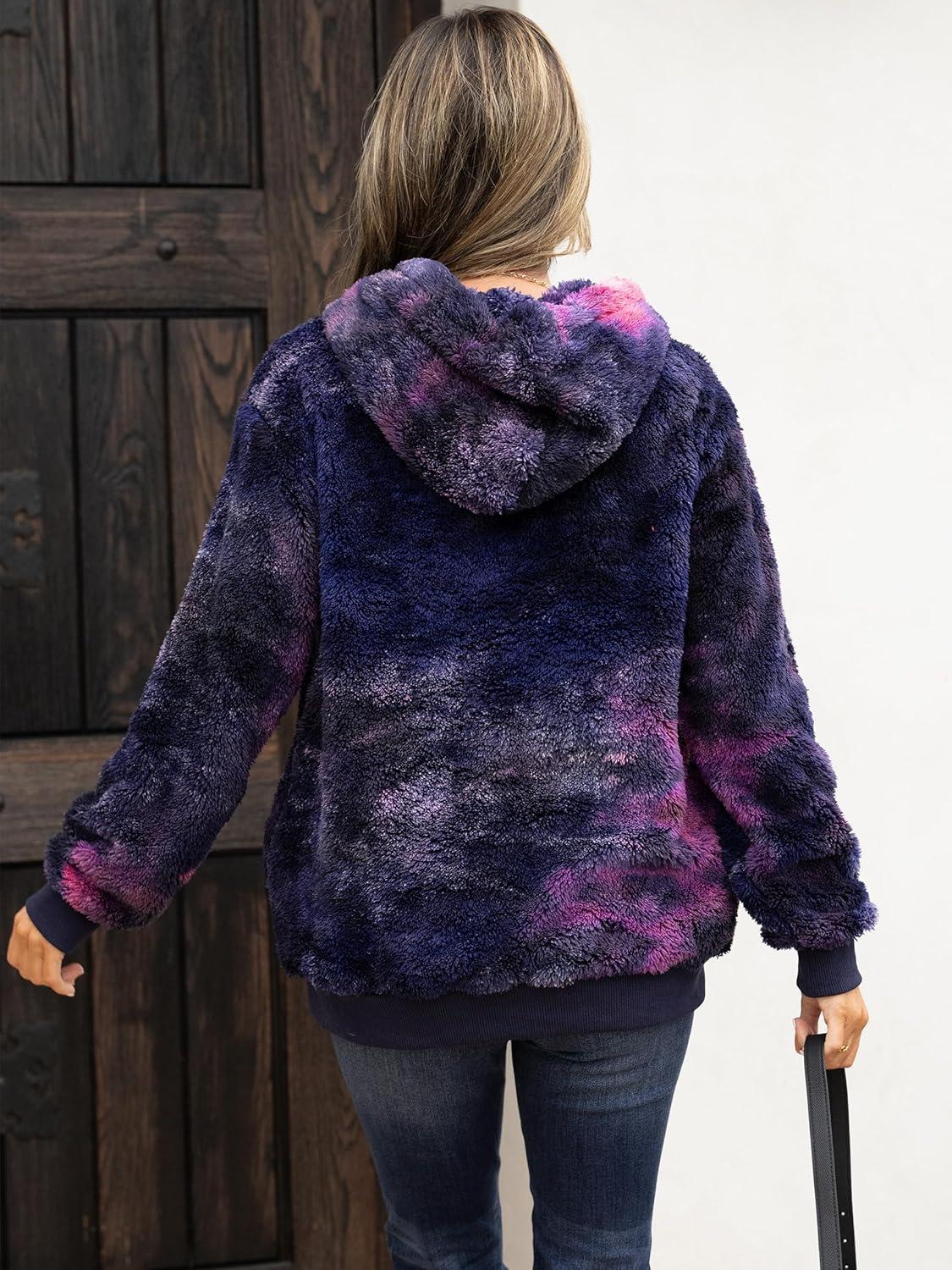 imageANRABESS Womens Hoodies Fleece Sherpa Sweatshirt 2025 Fall Loose Double Fuzzy Cozy Fluffy Warm Winter Pullover with PocketPurple