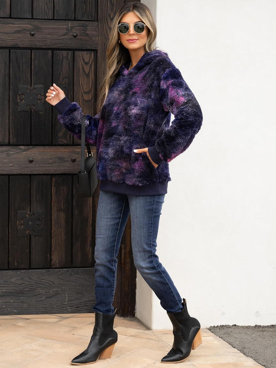 imageANRABESS Womens Hoodies Fleece Sherpa Sweatshirt 2025 Fall Loose Double Fuzzy Cozy Fluffy Warm Winter Pullover with PocketPurple