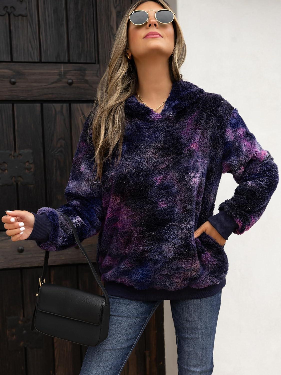 imageANRABESS Womens Hoodies Fleece Sherpa Sweatshirt 2025 Fall Loose Double Fuzzy Cozy Fluffy Warm Winter Pullover with PocketPurple